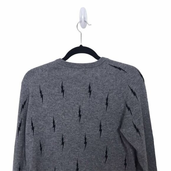 Kate Moss Equipment Gray Ryder 100% Cashmere Lightning Bolt Sweater NWT Large - Picture 7 of 11